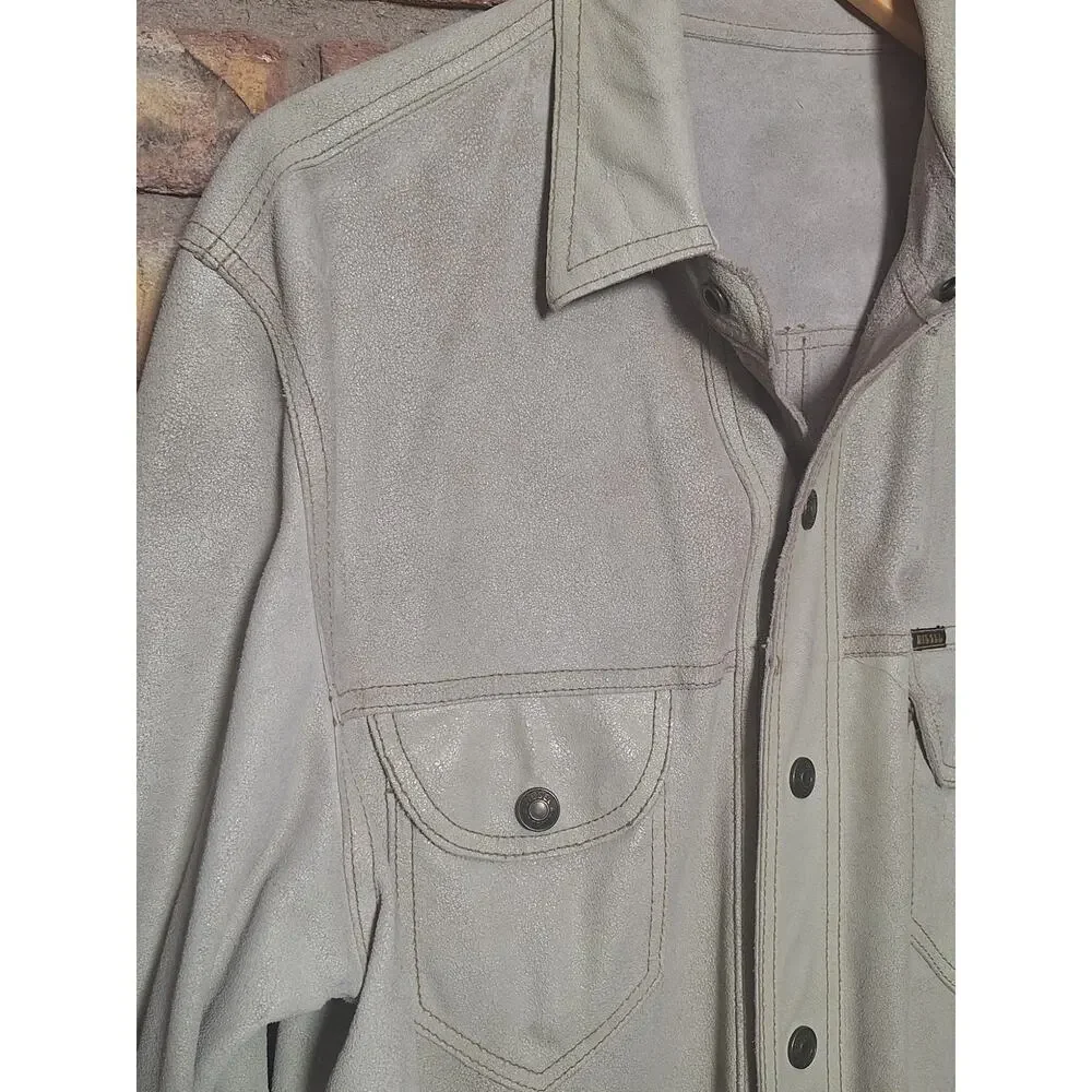 Vintage Diesel Reversible Leather Suede Shacket Shirt Jacket Mens M Archive Y2K